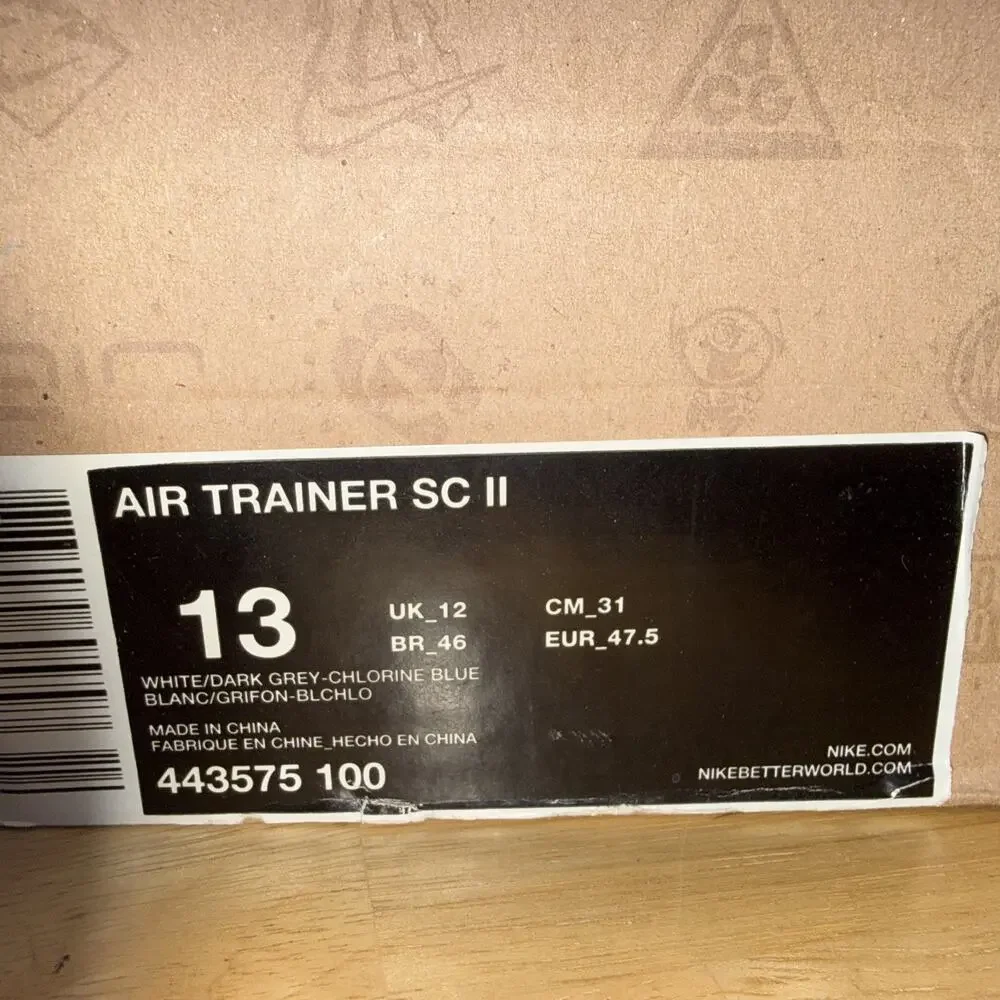 Nike Air Trainer SC 2 'Chlorine Blue' 2011 443575-100 Size 13 OG BOX